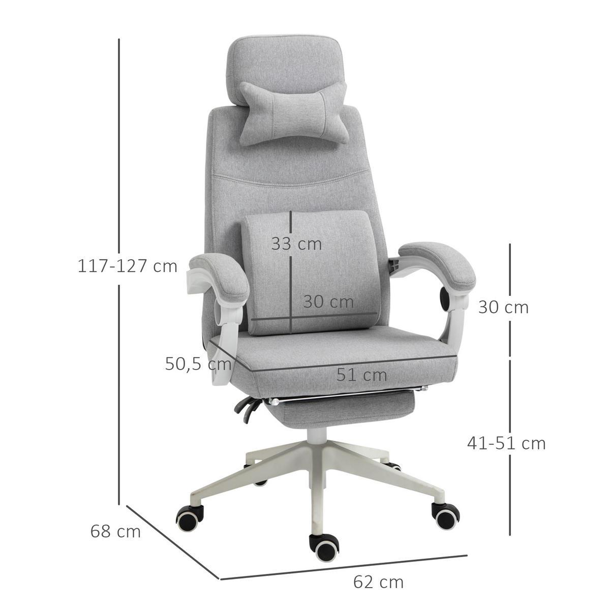 BÜROSTUHL Grau - Grau, Textil (68/62/127cm) - Jamb