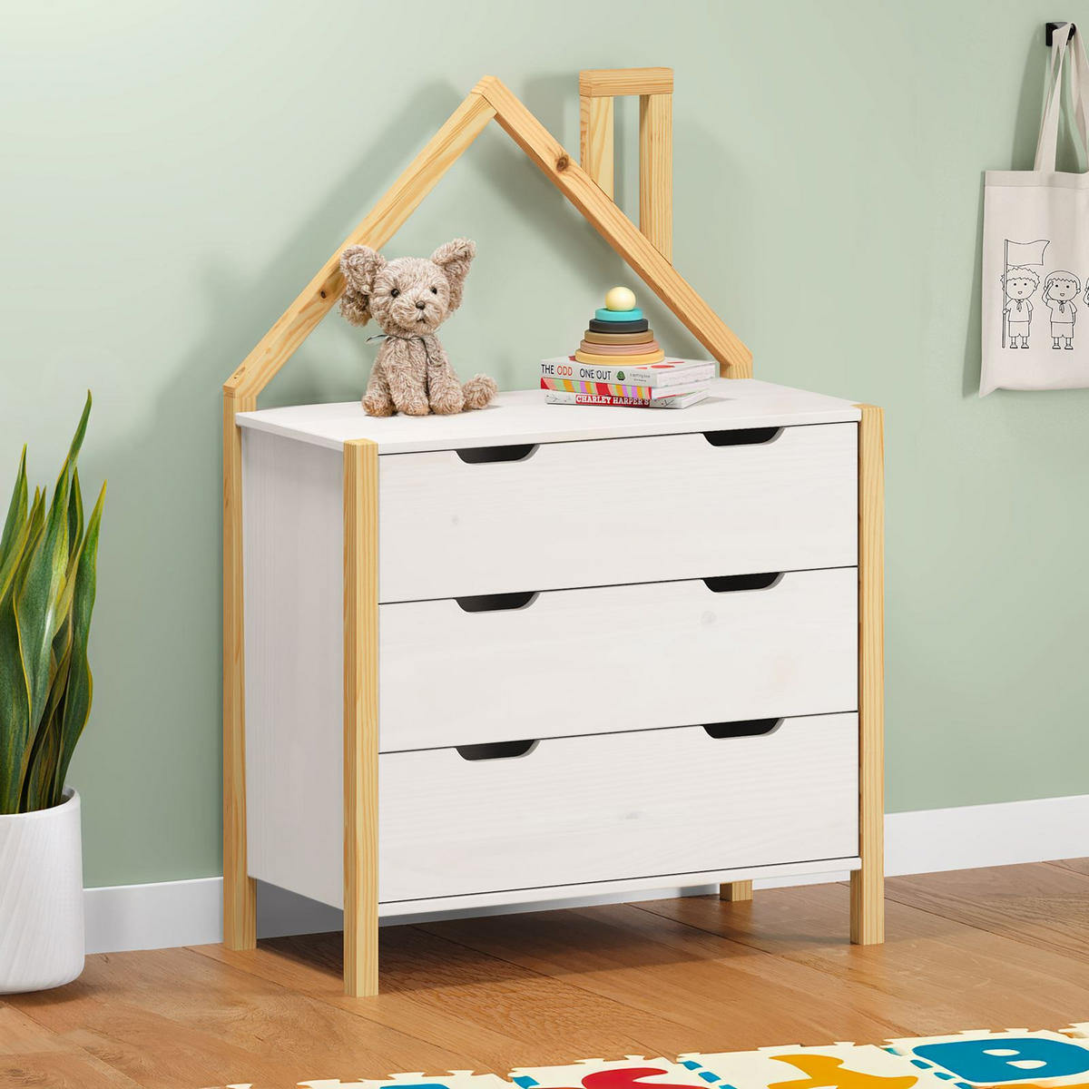 KOMMODE ELANO natur/weiß - Naturfarben/Weiß, Holz (83/120/41cm) - IDIMEX