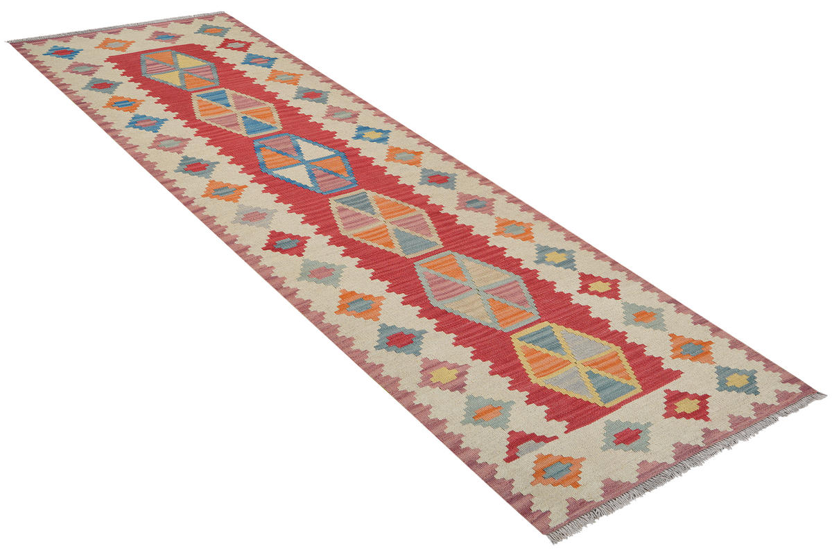 HANDWEBTEPPICH Kelim Gashgai Rot 252/83 cm Schurwolle - Rot, Textil (83/252cm) - Looma
