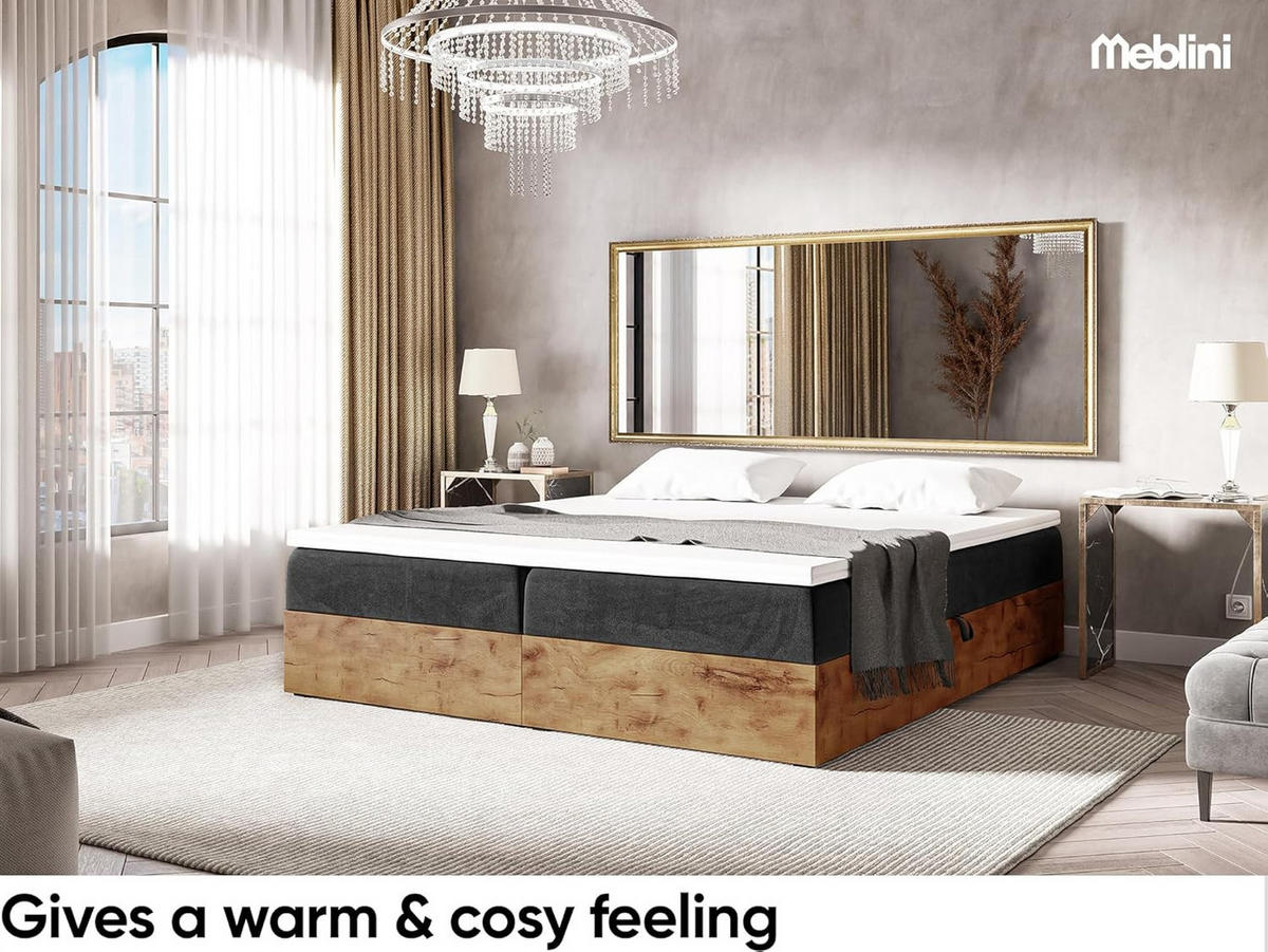 BOXSPRINGBETT LOFTY BOX - Schwarz, Holzwerkstoff (120/220cm) - Meblini