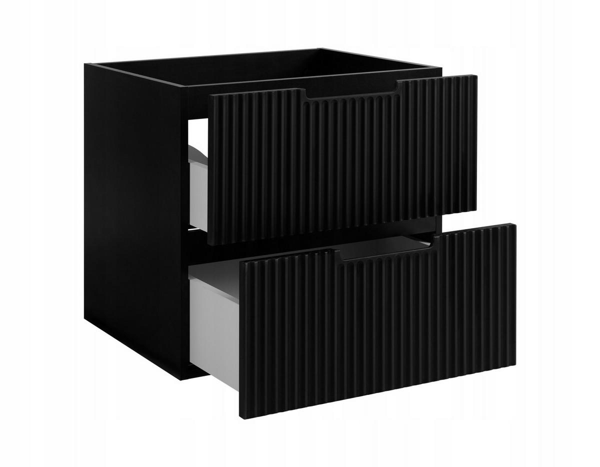 WASCHBECKUNTERSCHRANK VENA 120 cm mit Arbeitsplatte Farbe: Mattweiß Gerillte Vorderseite Matt schwarz - Schwarz/Weiß, Holzwerkstoff (120/58/46cm) - Rodan