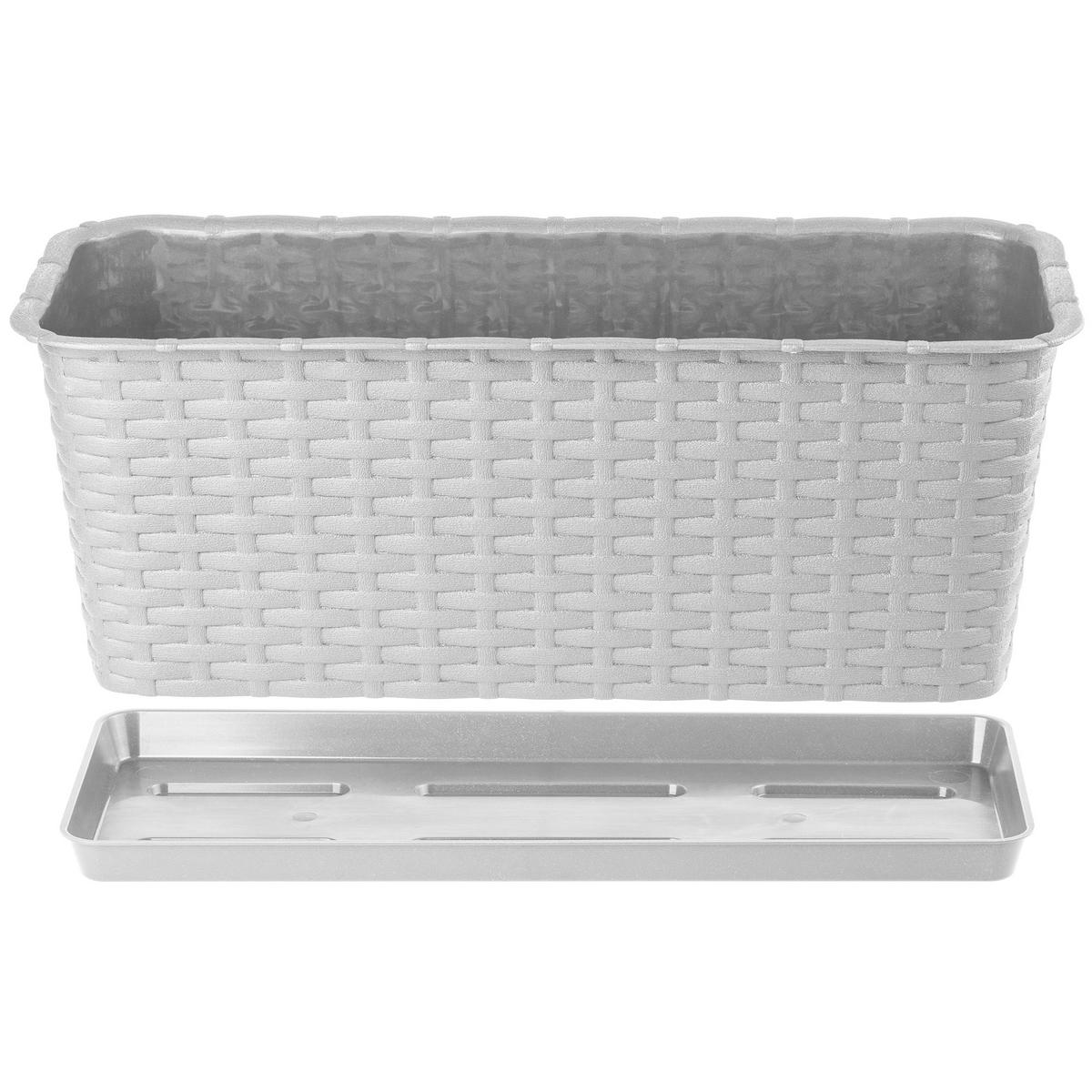 BALKONKASTEN mit Untersetzer 40 cm, Grau - Grau, Kunststoff (17/40cm) - KADAX