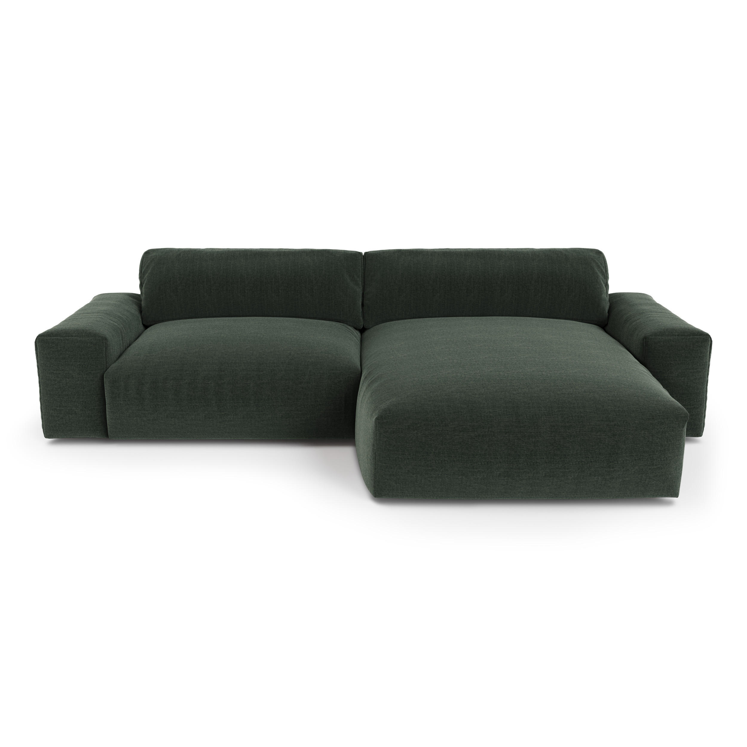 ECKSOFA RECHTS Rastergewebe mit weichem Griff Khakigrün 310cm - Olivgrün/Grün, Textil (310/174cm) - Sia Home
