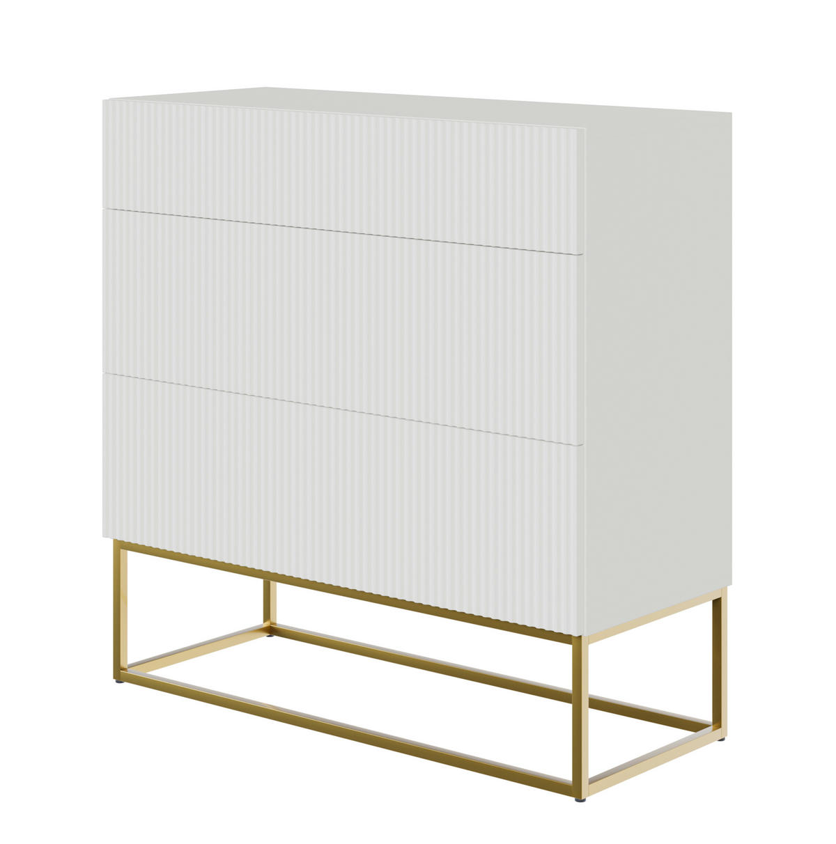 KOMMODE Veldio Weiß mit 3 Schubladen 90 cm - Goldfarben/Weiß, Holzwerkstoff/Metall (90/90/38cm) - Selsey
