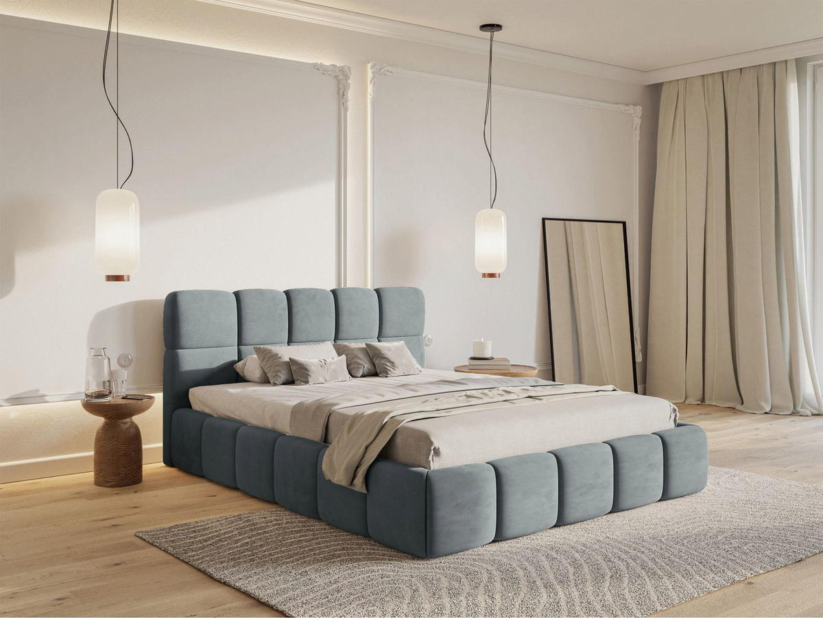 POLSTERBETT Cloudy Grau Samt, Bettkasten & Lattenrost, 120x200 cm - Schwarz/Grau, Kunststoff/Textil (120/200cm) - Selsey