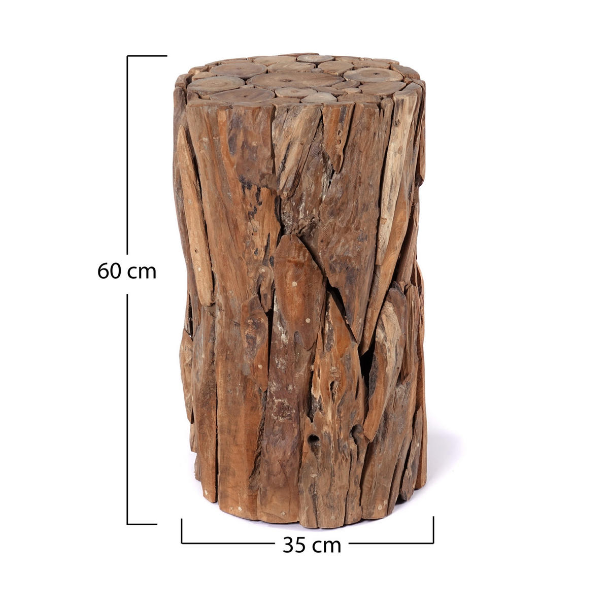 DEKO-SÄULE Malea 60 Massivholz, rund, für Pflanzen, Kerzen naturfarben - Naturfarben, Holz (35/60/35cm) - CREEDWOOD