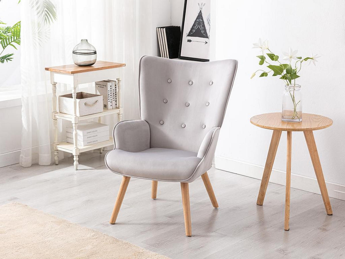 SESSEL - Samt - Grau - VATELY - Grau, Textil (78/95.5/69cm) - Vente-Unique