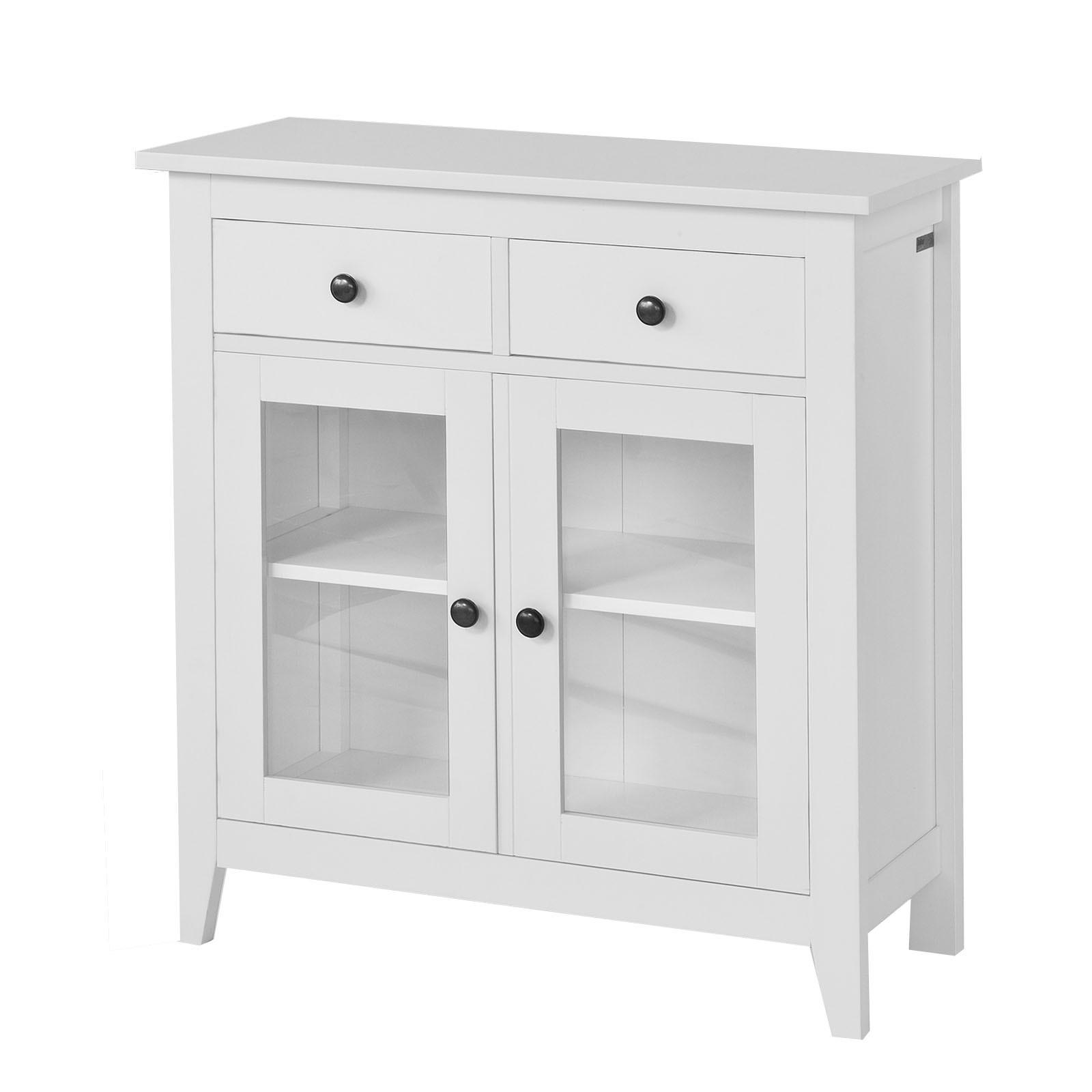 VITRINE Weiß - Weiß, Holzwerkstoff (80/86/32cm) - SoBuy