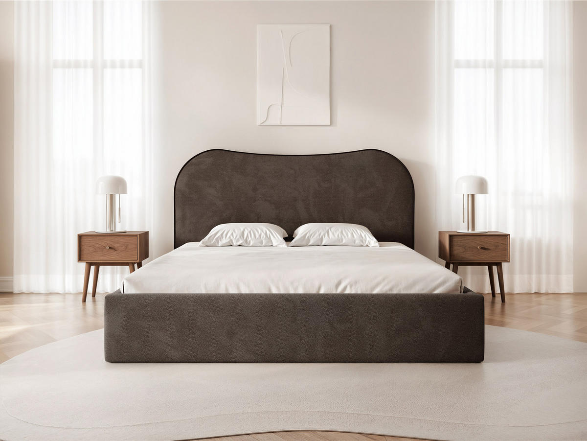 POLSTERBETT Rotello 180x200 cm Braun Chenille Stoff – (Bettkasten, Lattenrost) - Braun, Holz/Holzwerkstoff (180/200cm) - Ravio