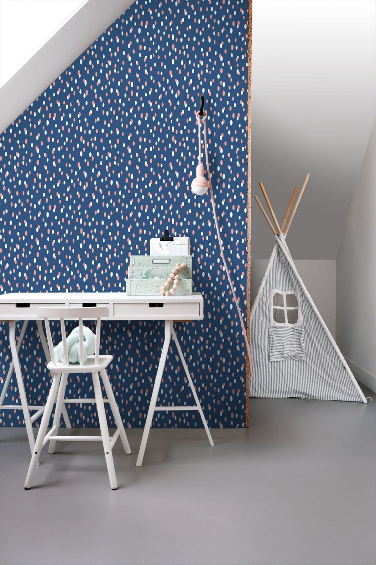 TAPETE Punkte 50 x 900 cm - Blau, Papier (50/0.1cm) - ESTAhome