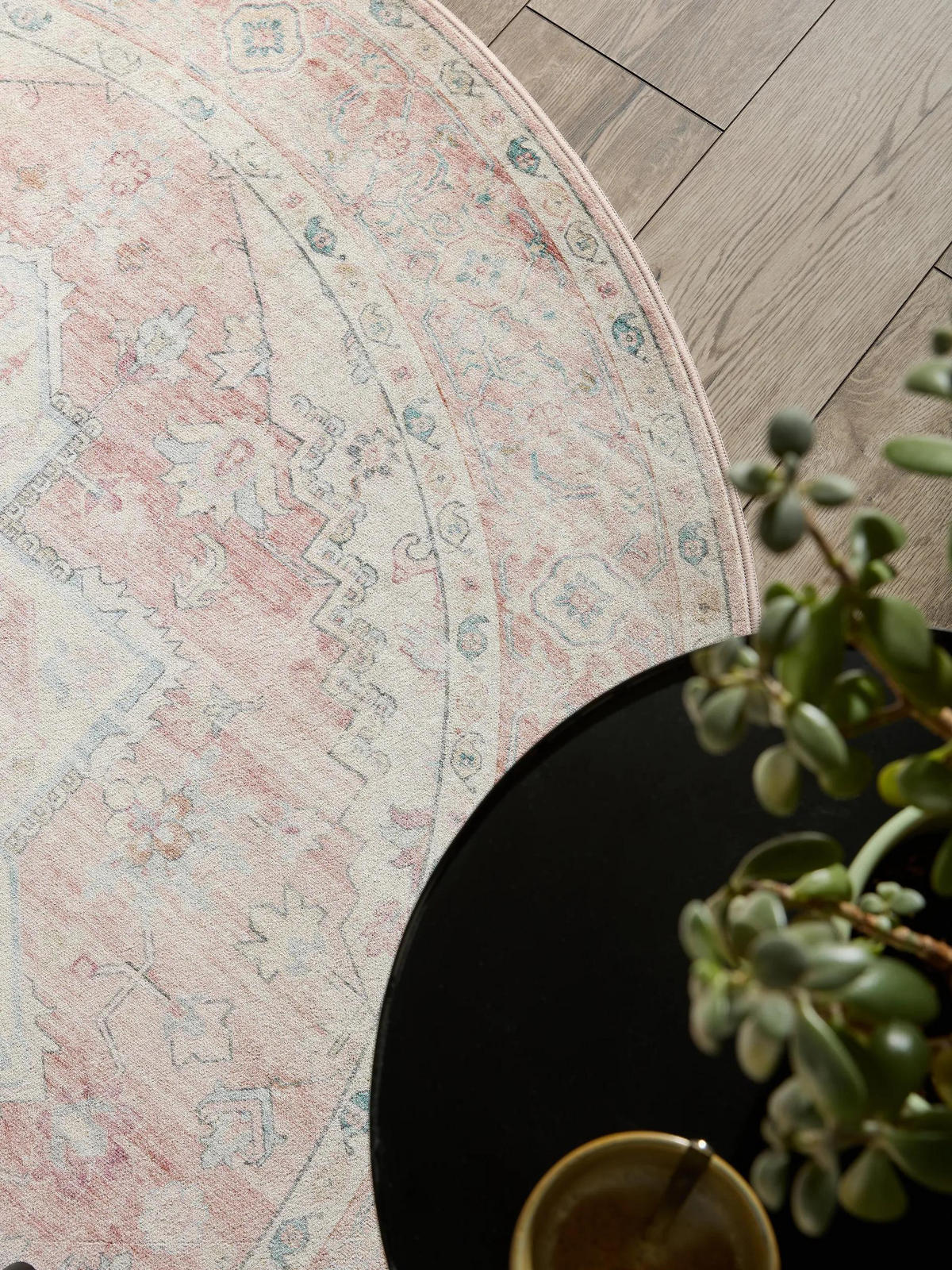 VINTAGE-TEPPICH Miray waschbar ø 160 cm rund - Rosa, Kunststoff (160/160cm) - benuta Nest