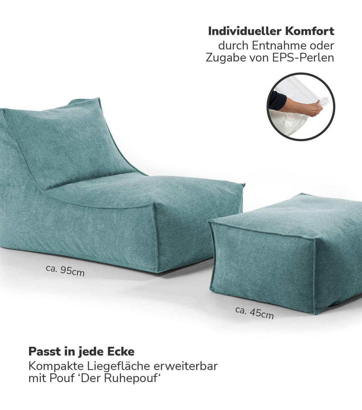 SITZSACK Der Gelassene - Blau, Textil (60/65/95cm) - Mokebo