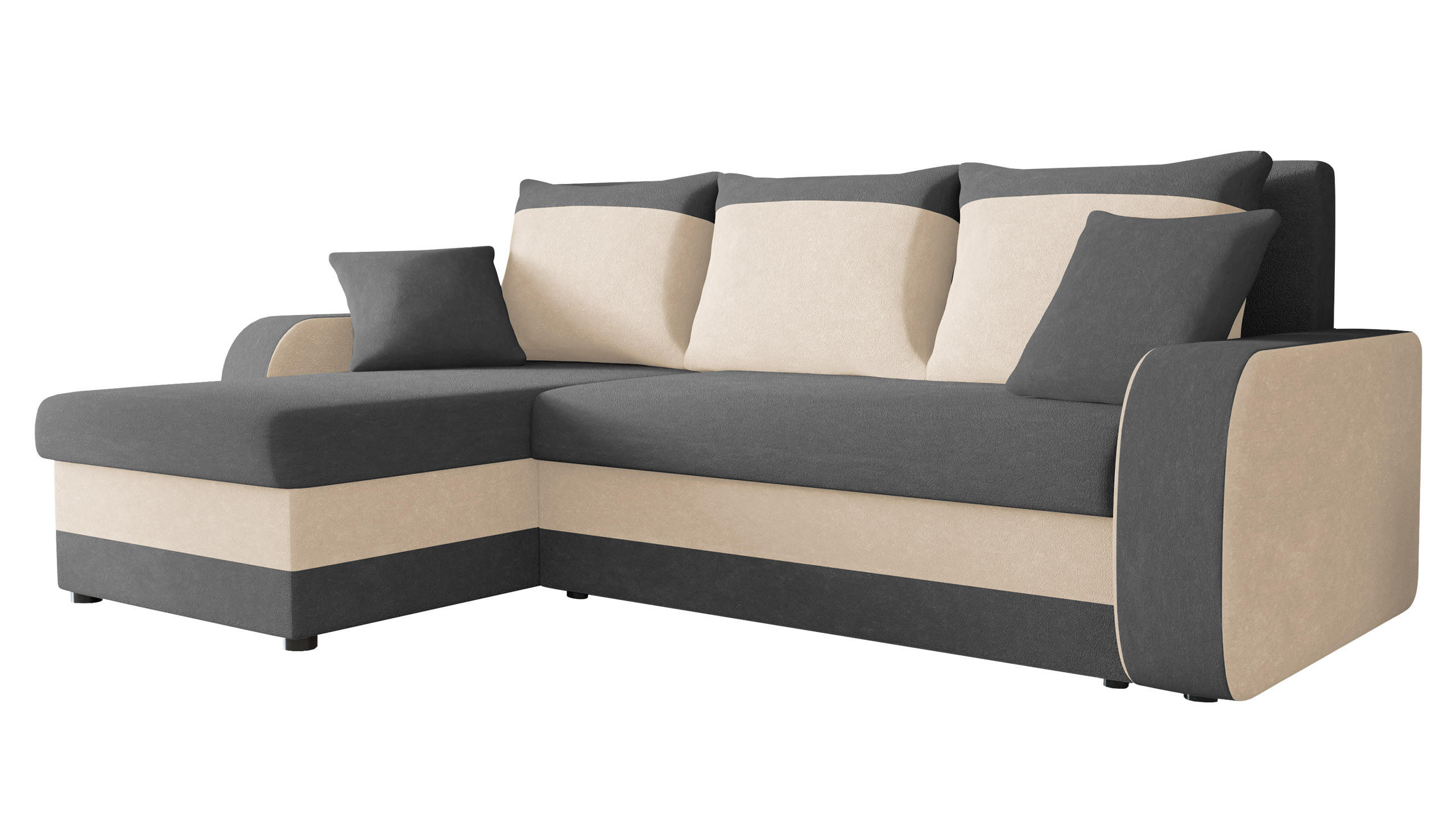 ECKSOFA Kris - Hellgrau/Schwarz, Holz/Kunststoff (238/147cm) - MIRJAN24