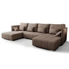 WOHNLANDSCHAFT Florinna Hellbraun 345/182/87 cm mit Schlaffunktion - Hellbraun/Chromfarben, Textil/Metall (345/87/182cm) - AX Living