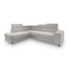 ECKSOFA ALVORO L-S Hellgrau Boucle-Stoff mit Schlaffunktion - Hellgrau, Holz (253/190cm) - MASSENO