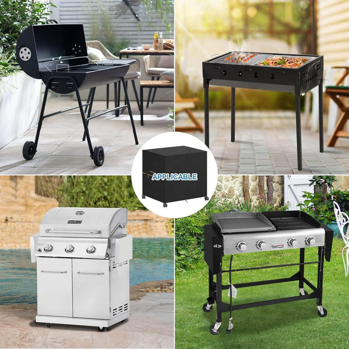 ABDECKPLANE Gasgrill 90 x 65 x 90 cm - Schwarz, Kunststoff (1/1/1cm)