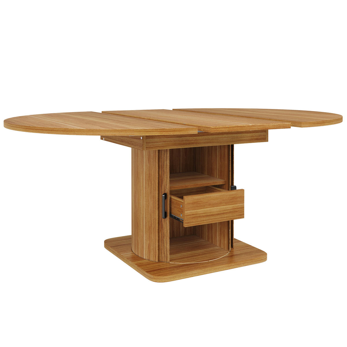 ESSTISCH in Holzoptik Runder Küchentisch mit 118-158 ausziehbarer Tisch und Schubladen, 118-158/118/76cm - Naturfarben, Holzwerkstoff (118/118/76cm) - STILVORA