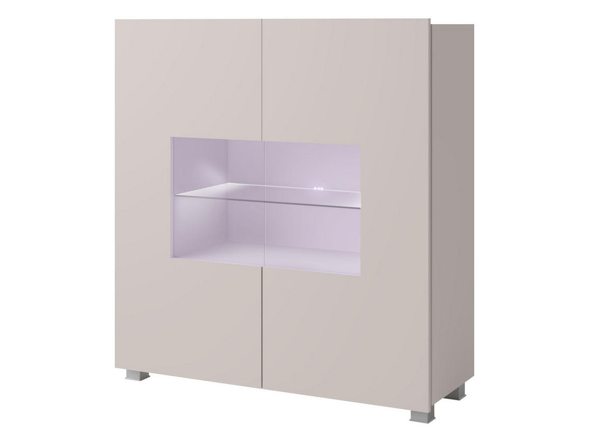 KOMMODE Calabrini 01 mit blauer LED Beleuchtung - Kaschmir, Holzwerkstoff (100/107/35cm) - MIRJAN24