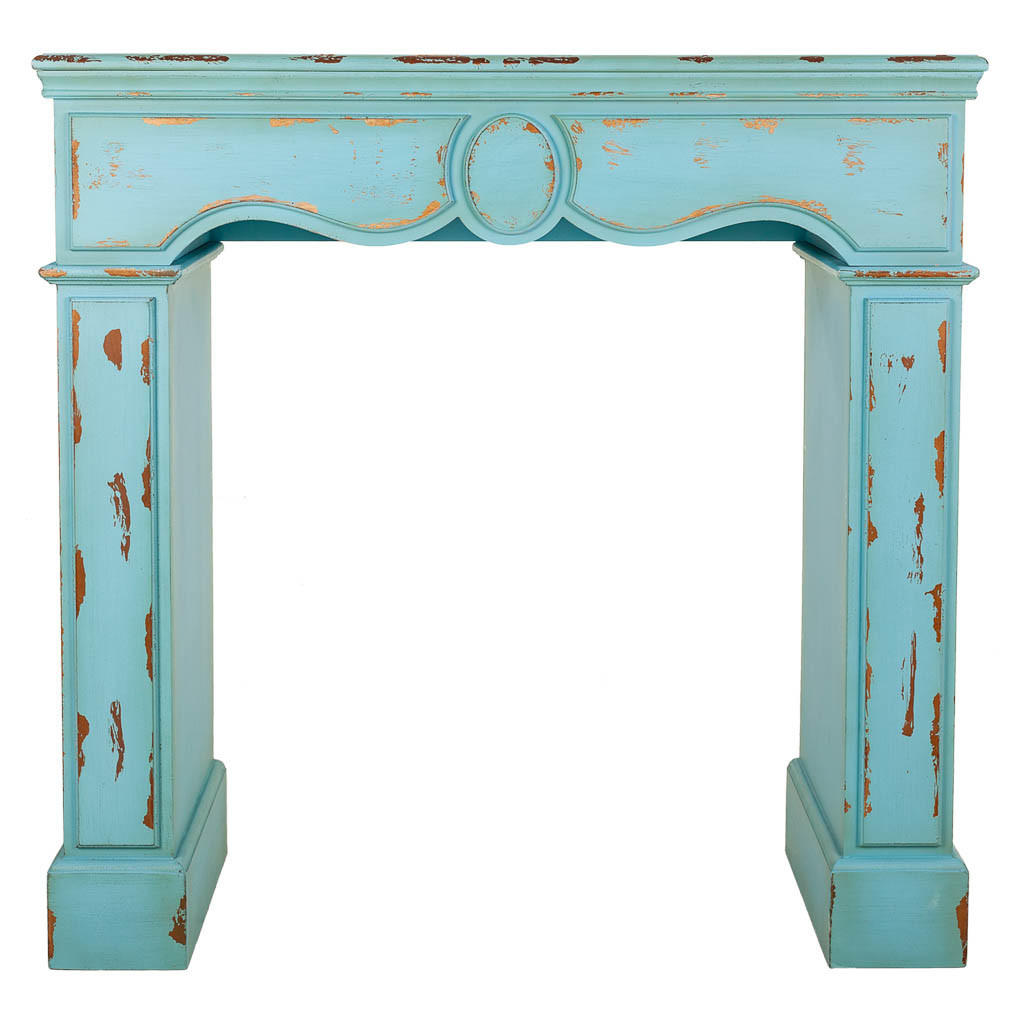 KAMINUMRANDUNG aus Holz, Blau, 100x40x100 - Blau, Holz (100/100/40cm) - Wanderlust