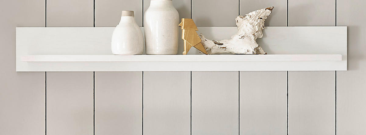 WANDBOARD weiß Pinie, Landhaus, Wandregal 150 cm - Weiß, Holzwerkstoff (150/20/20cm) - Furn.Design