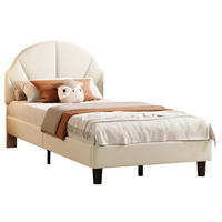 POLSTERBETT 90/200 cm Kinderbett aus Samt, Höhenverstellbares Gepolstertes Muschel-Kopfteil mit Lattenrost, Einzelbett Jugendbett in Beige - Beige/Schwarz, Holz/Textil (90/200cm) - BPKADHY