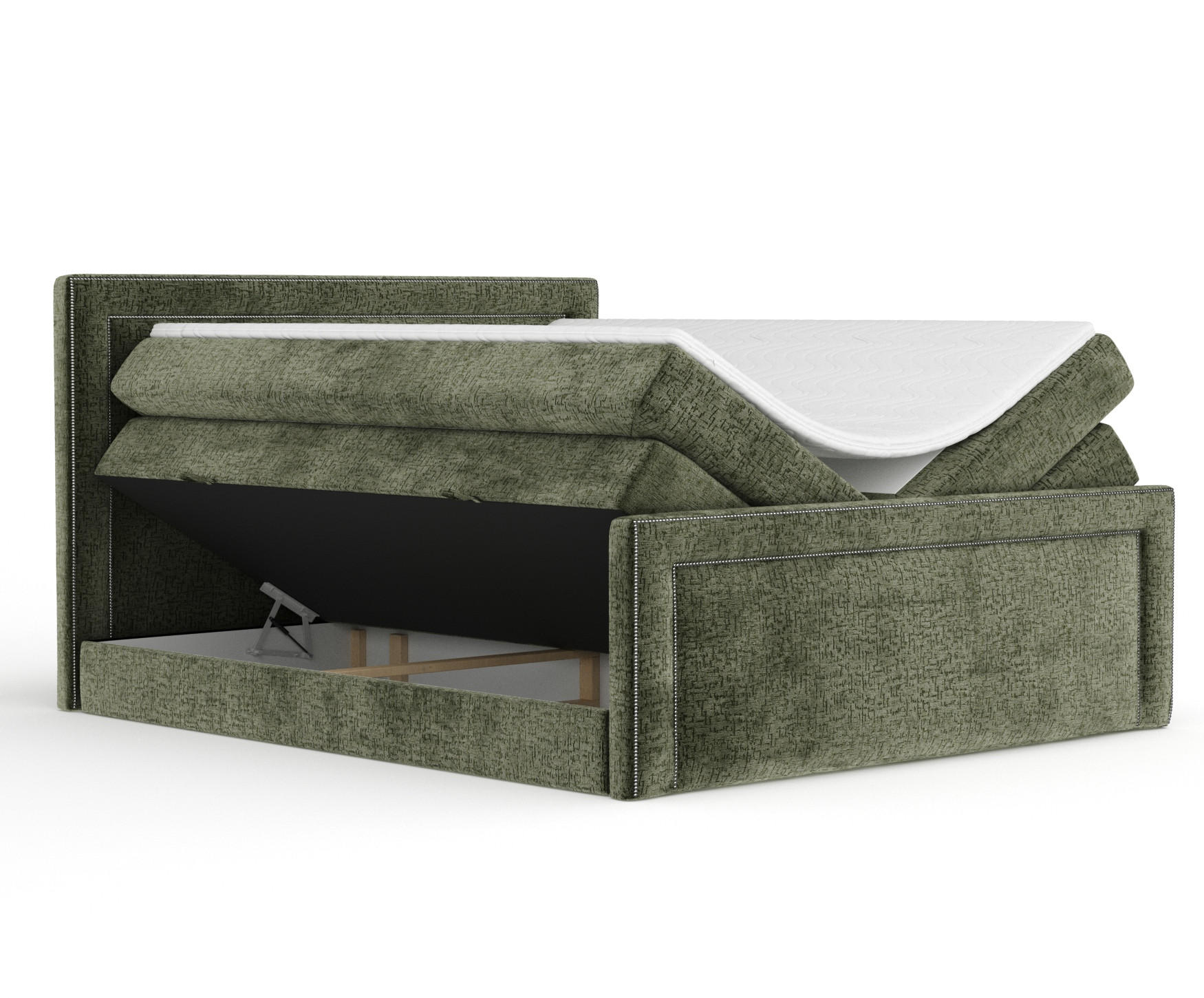 BOXSPRINGBETT Luxora Olivenfarbe 140/200 cm - Schwarz/Olivgrün, Holz/Holzwerkstoff (140/200cm) - Maison de Reve