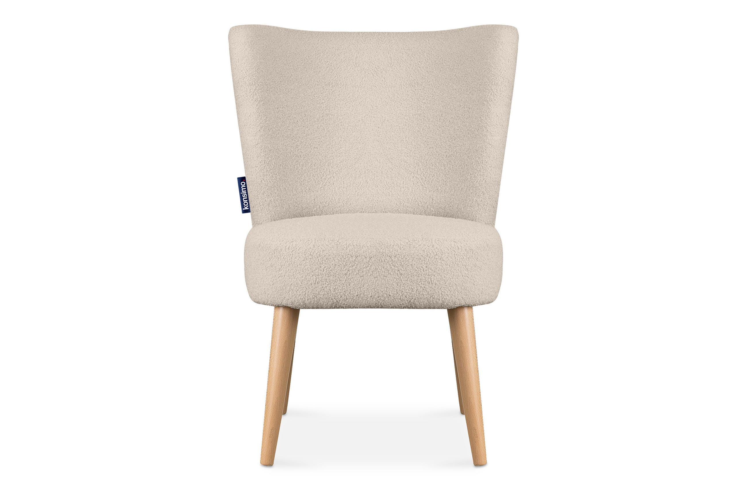 COCKTAILSESSEL APPA auf hohen Beinen aus Buche, aus recyceltem Boucle-Stoff, Ecru/Buche Dekor - Ecru/Buchefarben, Holz/Textil (63/89/65cm) - KONSIMO®