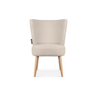 COCKTAILSESSEL APPA auf hohen Beinen aus Buche, aus recyceltem Boucle-Stoff, Ecru/Buche Dekor - Ecru/Buchefarben, Holz/Textil (63/89/65cm) - KONSIMO®