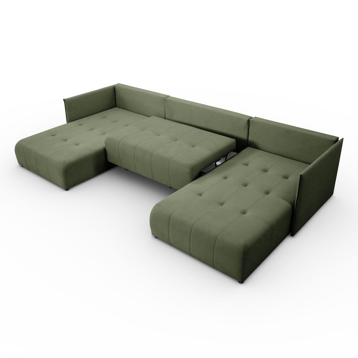 ECKSOFA Sofa U-Form Couch U form Hannover Stoff Castel Grün - Grün, Holz (348/188cm) - Kaiser Möbel