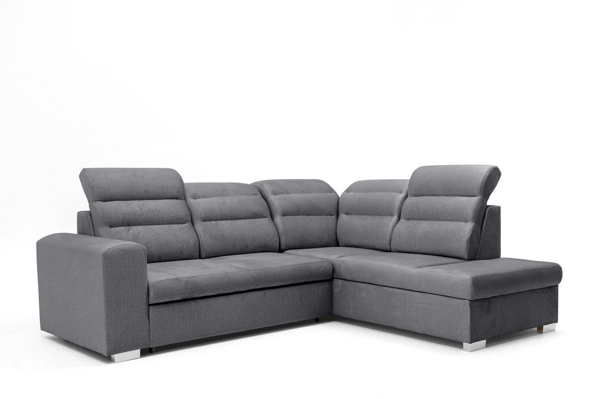ECKSOFA CLOUD L Rechts mit Schlaffunktion 120x190 Velours Dunkelgrau - Chromfarben/Dunkelgrau, Holz/Kunststoff (260/202cm) - Muffo