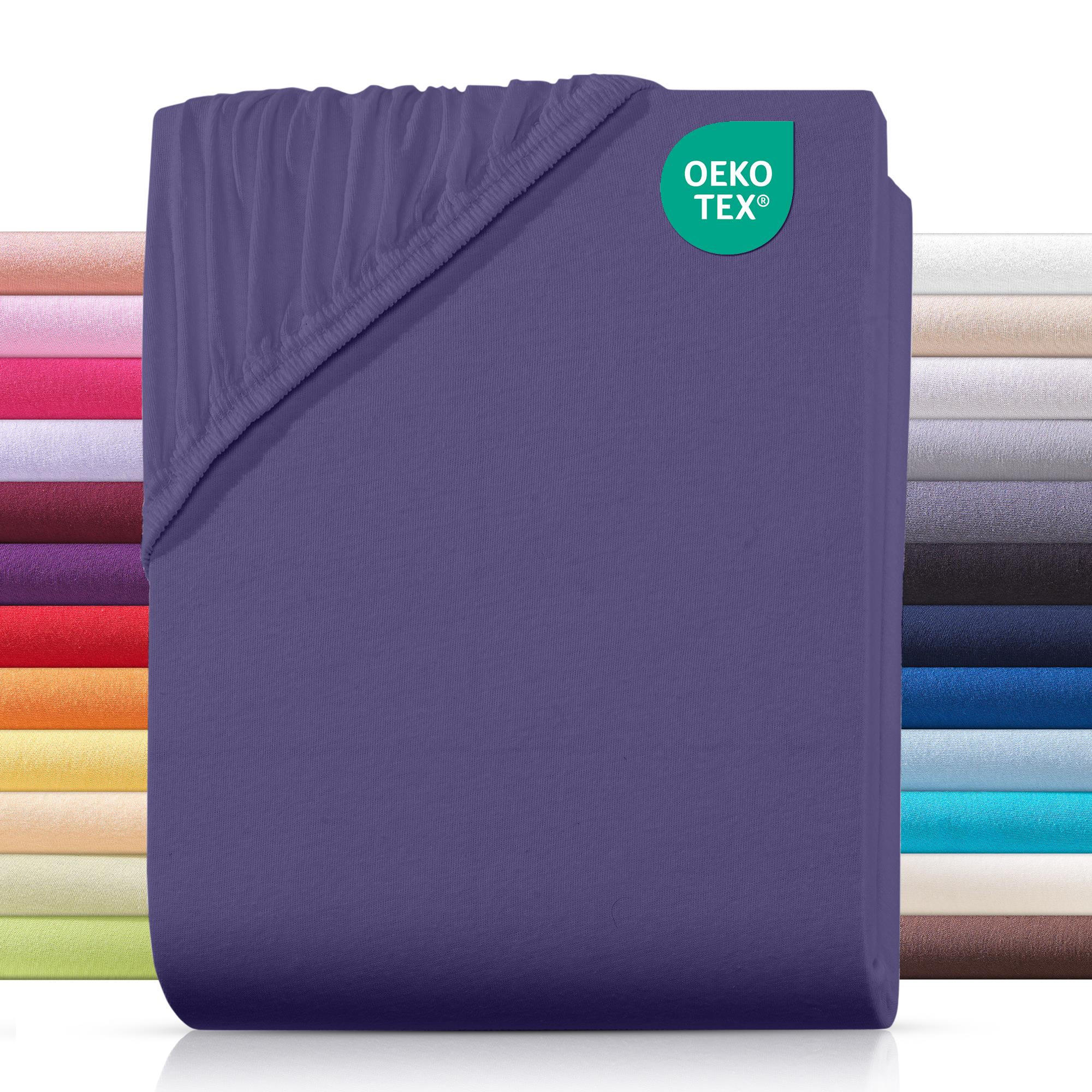 JERSEY-SPANNBETTLAKEN 180x200 cm aus 100% Baumwolle, Bettlaken Lila Uni - Lila, Textil (180/200cm) - Carpe Sonno