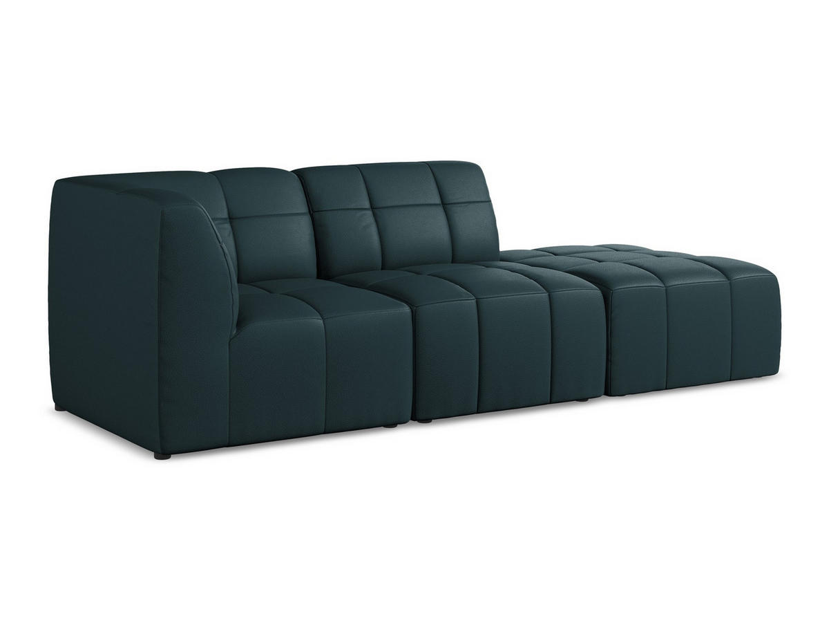 ECKSOFA Rechts Kunstleder Blau - Petrol/Schwarz, Holzwerkstoff/Kunststoff (240/90cm) - Makamii