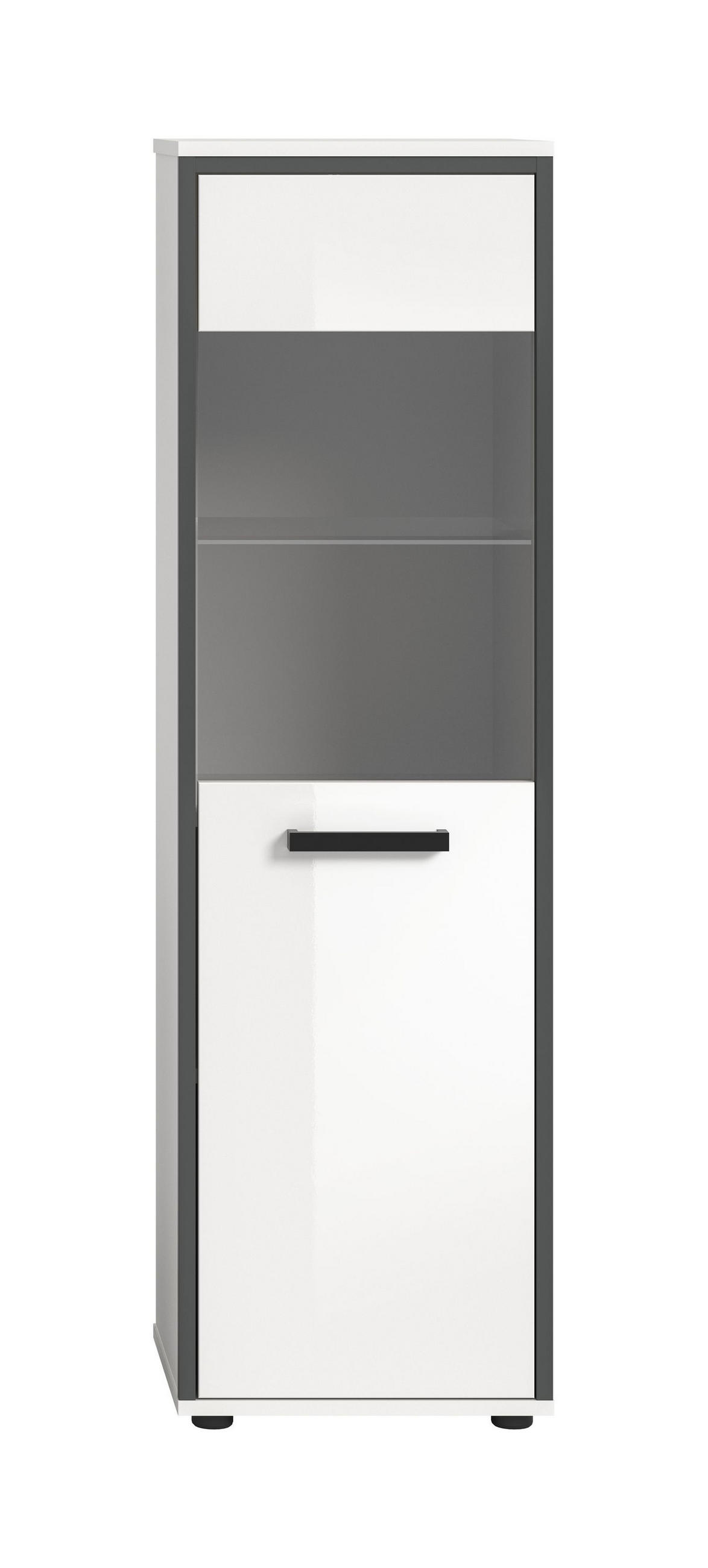 BADSCHRANK KOJAK (B/H/T: ca. 40/139/34 cm) in weiß/weiß hochglanz - Weiß, Holzwerkstoff (40/139/34cm)