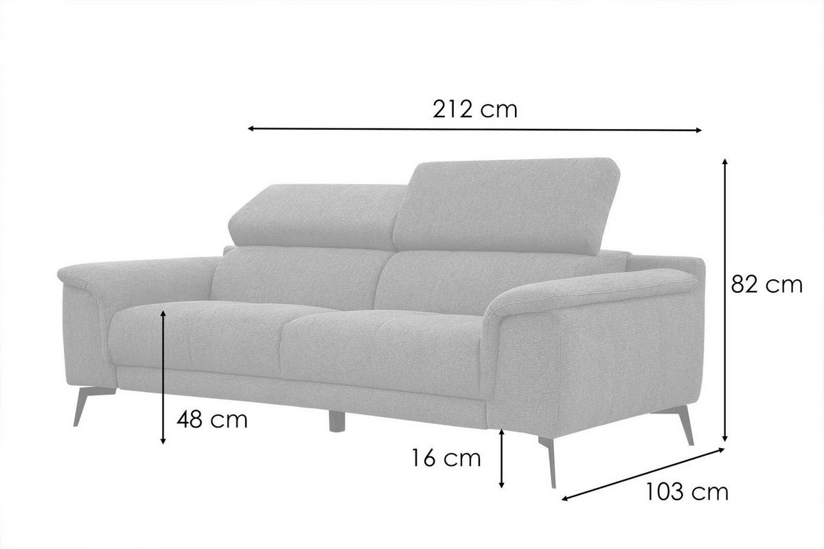 SOFA FIERO 3-Sitzer, hellgrau - Hellgrau/Schwarz, Holzwerkstoff/Textil (212/82/103cm) - Courtois Laville
