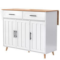 SERVIERWAGEN mit Klapptisch und Stauraum 129 x 71 x 91,5 cm Weiß - Weiß, Holz (46/91.5/120cm) - Beauniv