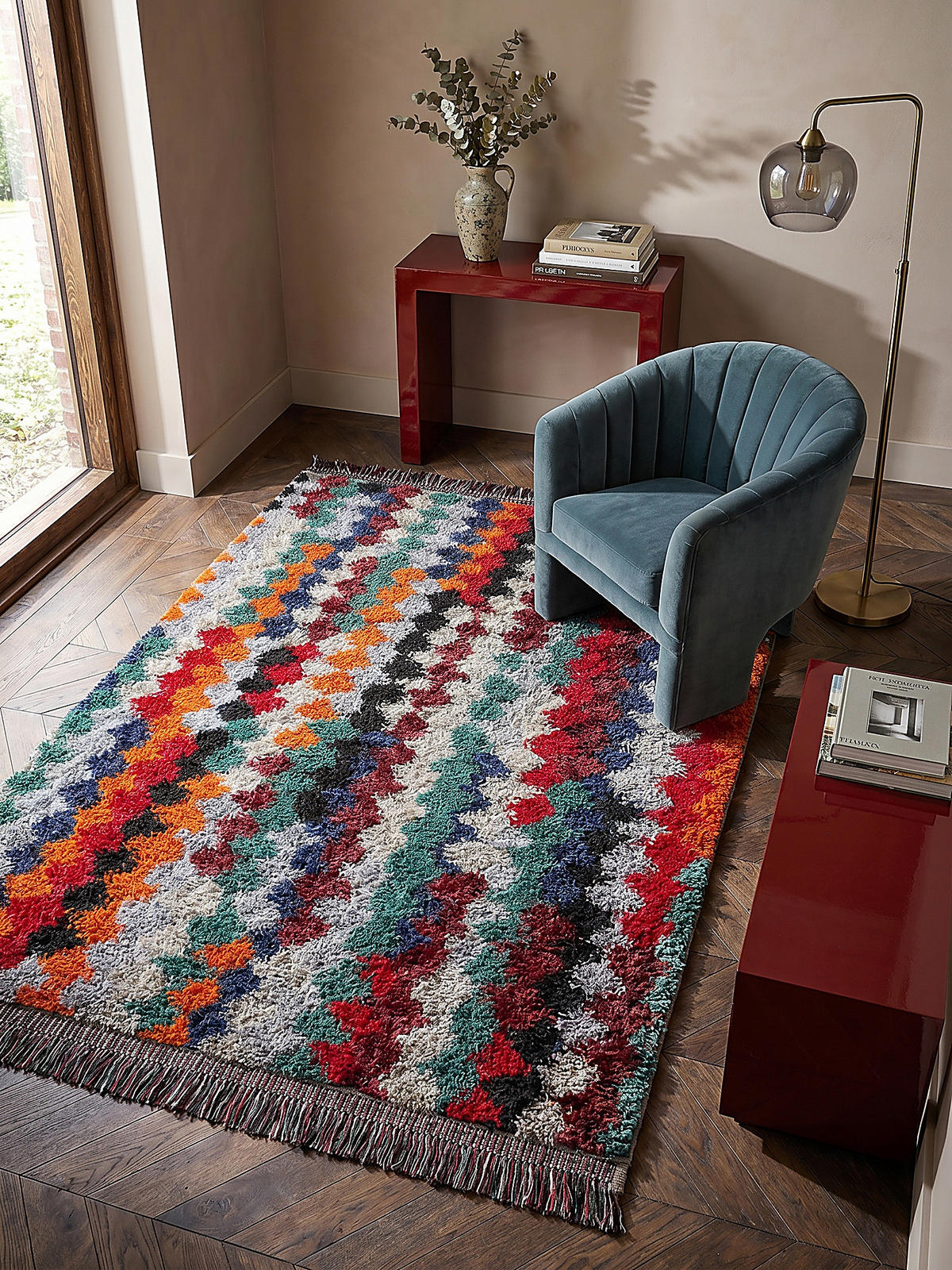 TEPPICH Hochflor mit Fransen TAFRAUT in Bunt, im Berber-Stil, aus Polyester, 200 x 300 cm - Multicolor, Textil (300/200cm) - KADIMA DESIGN