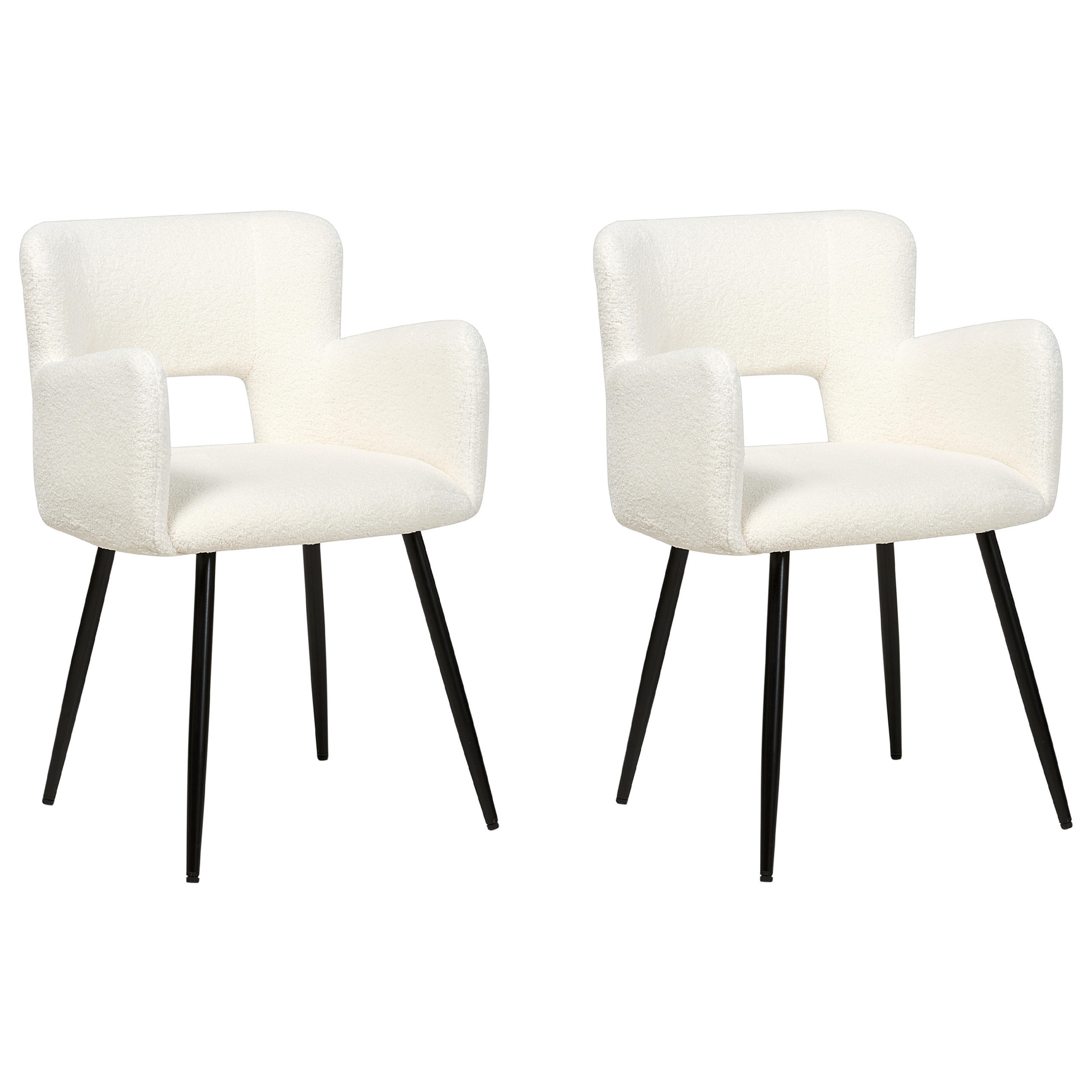 ESSZIMMERSTUHL 2er-Set Samtstoff Weiß Sanilac - Weiß, Textil/Metall (52/75/44cm) - Beliani