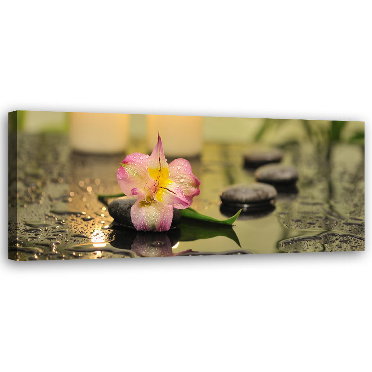 WANDBILD orchideen zen steine - Grau, Textil (90/30cm) - Feeby