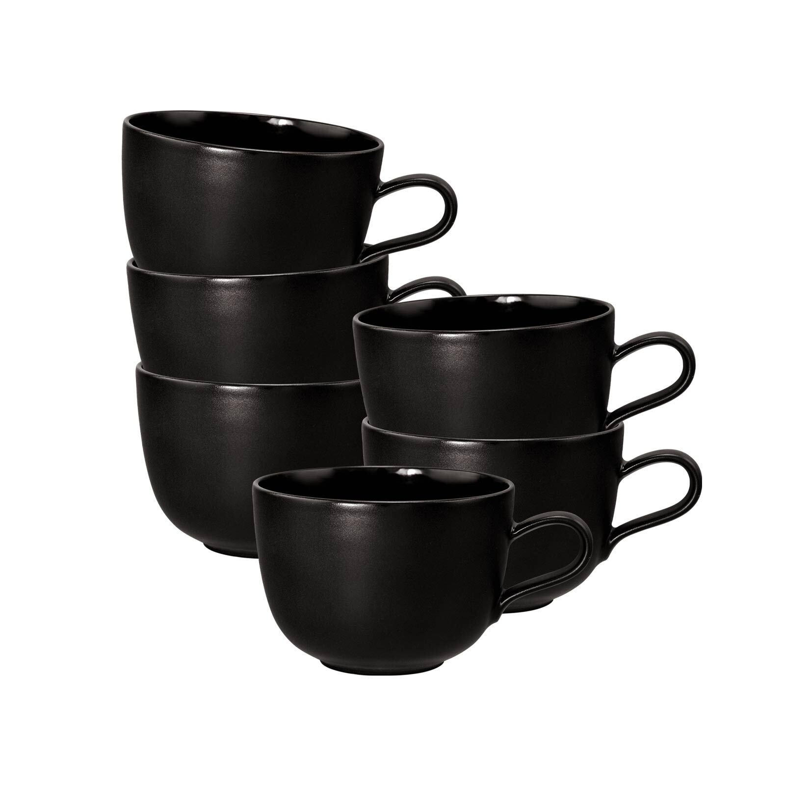 MILCHKAFFEETASSEN Liberty Velvet Black schwarz 400 ml 6er Set - Schwarz, Keramik (0.4L) - Seltmann Weiden