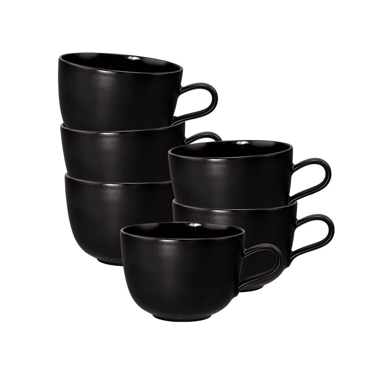 MILCHKAFFEETASSEN Liberty Velvet Black schwarz 400 ml 6er Set - Schwarz, Keramik (0.4L) - Seltmann Weiden