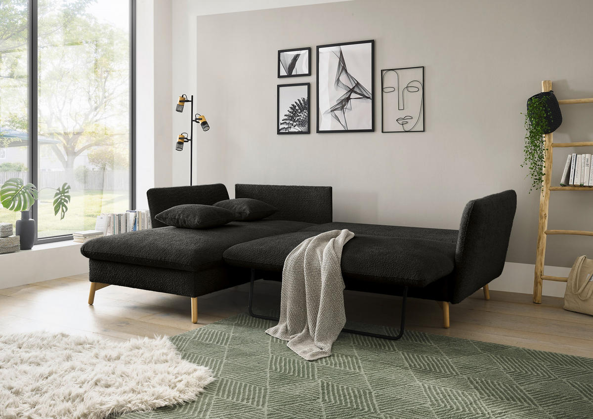 ECKSOFA S11 Ambriamo Anthrazit 258/91/167 cm Recamiere links - Anthrazit, Textil (167/258cm) - Livojo