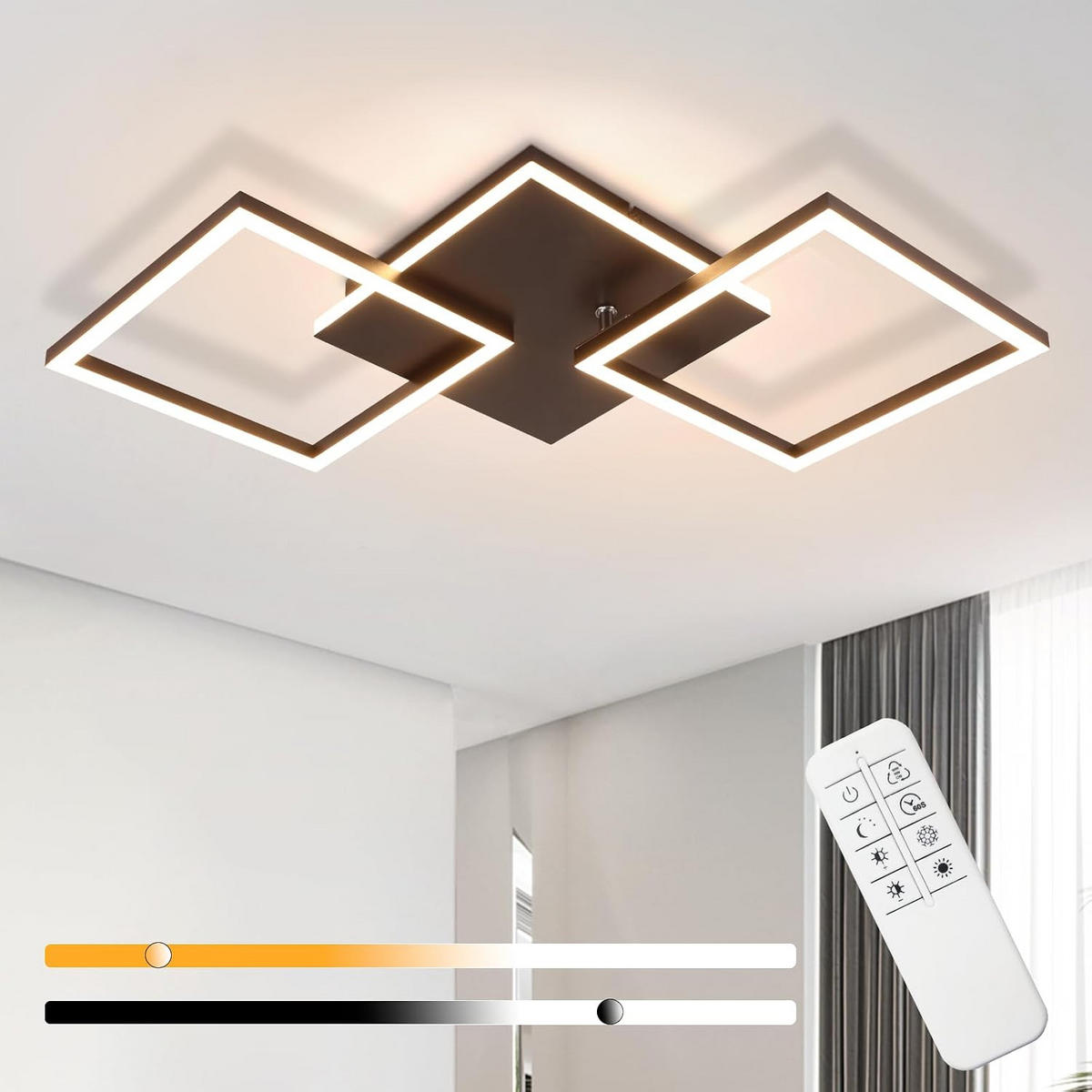 LED-DECKENLEUCHTE Schwarzzahn 29.5/7.4/62.8 cm - Schwarz, Metall (62.8/29.5/7.4cm) - ZMH