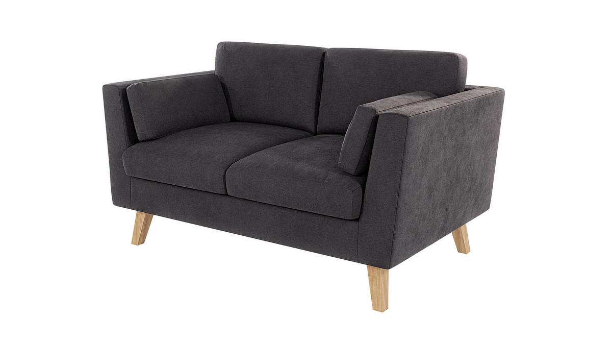 2-SITZER-SOFA Mario Graphit Microfaser - Hellbraun/Graphitfarben, Holz/Buchenholz (152/90/89cm) - S-Style Möbel