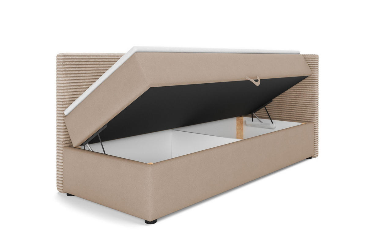 BOXBETT MILA 100/200 in Cord/Velours Beige H4 rechts - Beige, Holz/Holzwerkstoff (100/200cm) - Deine Möbel 24