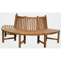 BAUMBANK Risen Holz Braun 203x44x90cm Halbrunde Sitzbank - Braun, Holz (203/90/44cm) - DELUKE