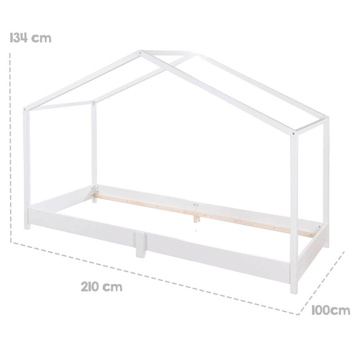 HAUSBETT 90 x 200 cm Bodenbett weiß - Weiß, Holzwerkstoff (90/200cm) - Roba