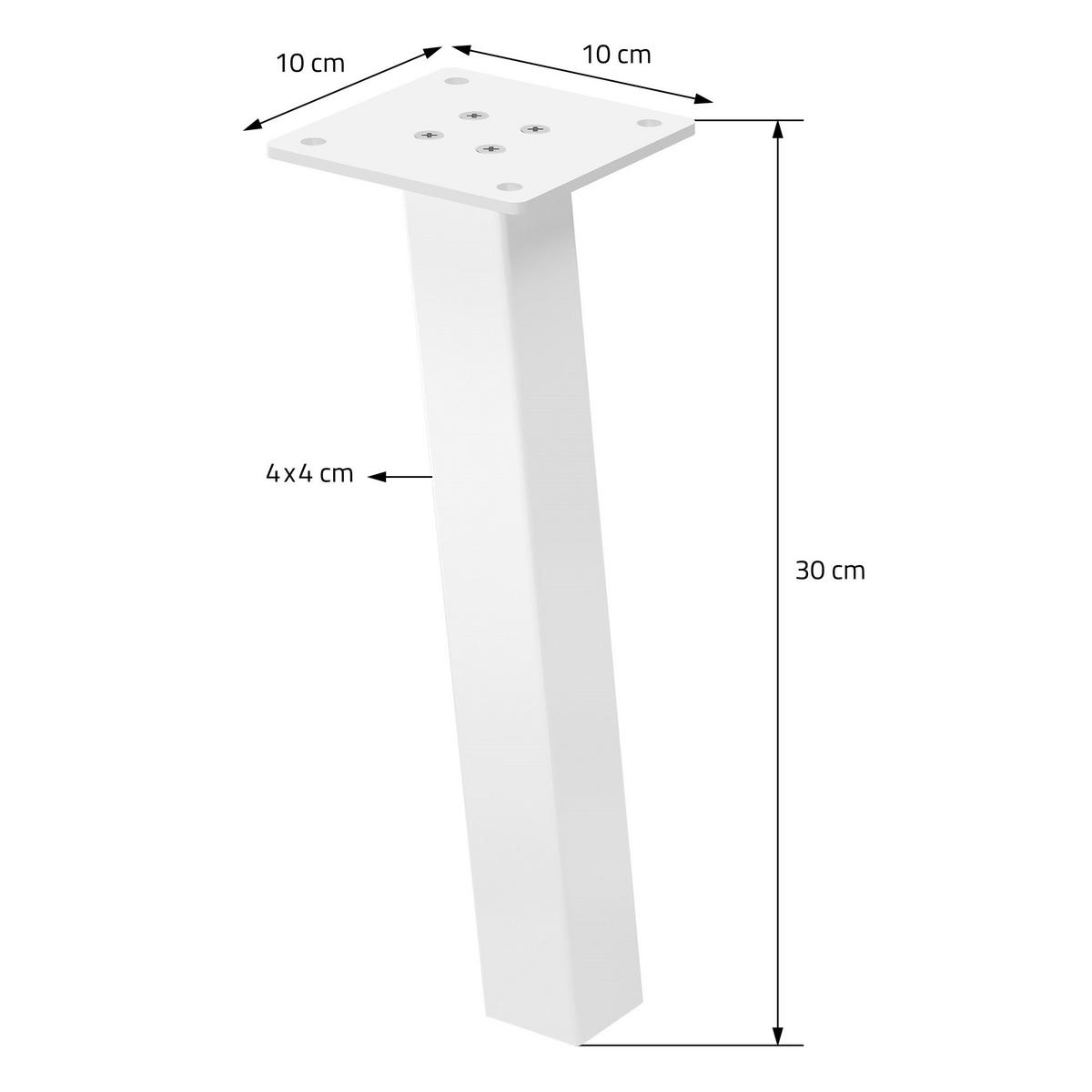 TISCHBEINE 4er Set I-96GRAD-Design H:30 cm Weiß 4x4 cm - Weiß, Metall (4/30/4cm) - ML-DESIGN