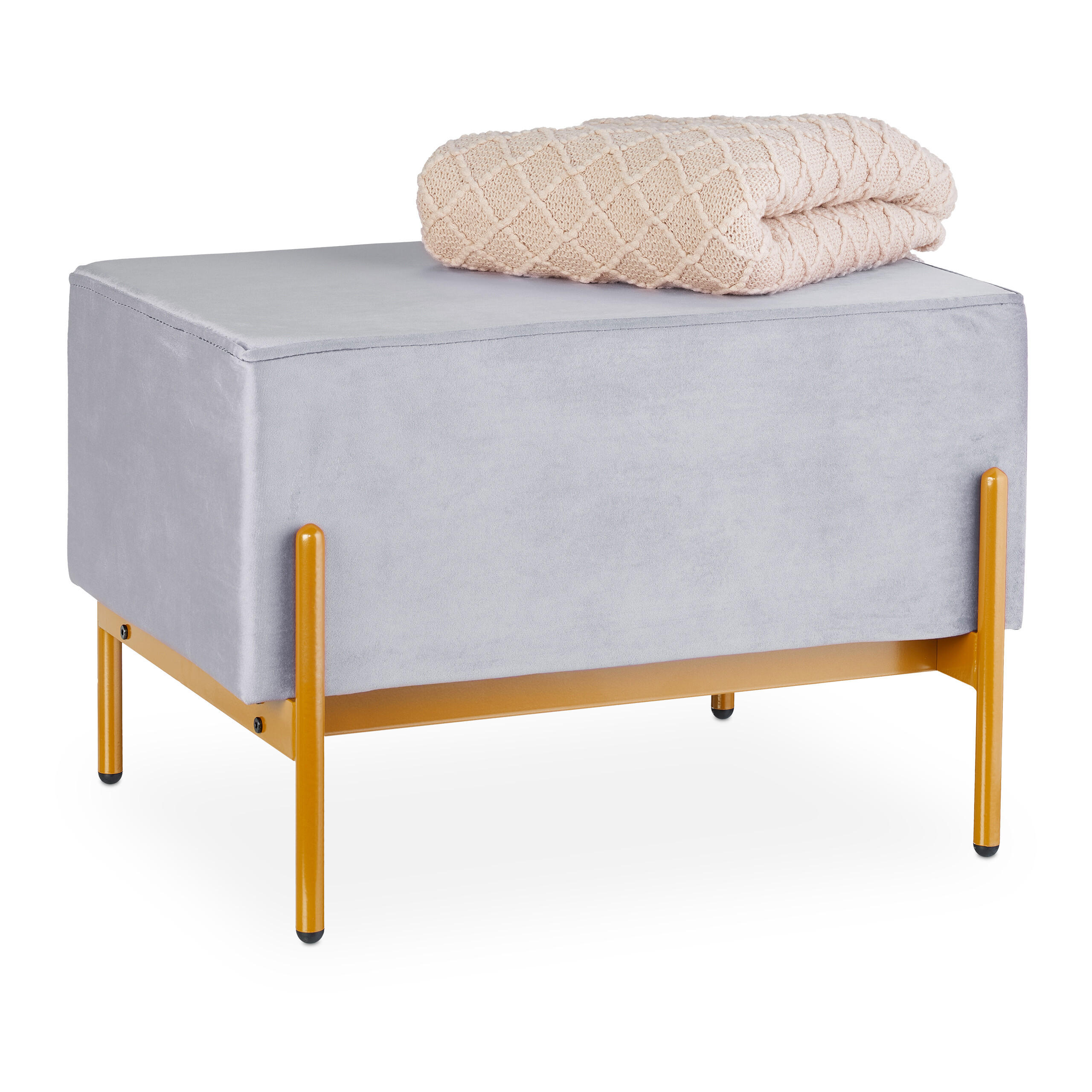 SITZBANK - Grau, Holzwerkstoff/Textil (60/40/43cm) - Relaxdays