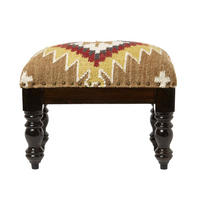 KELIM-HOCKER Jaipur mit Holzbeinen, Ethno-Muster, 50/40/30 cm - Multicolor, Textil (30/40/50cm) - Homescapes