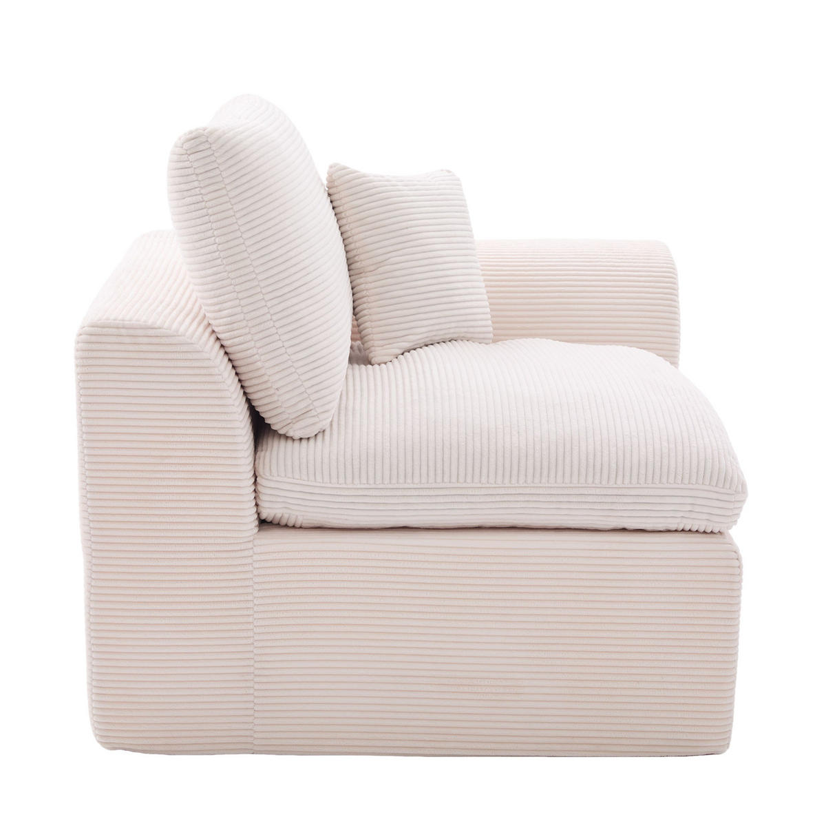SESSEL aus Cord 101x102,5x84 cm Beige mit Kissen, ohne Montage und hohem Sitzkomfort - Beige, Textil (101/84/102.5cm) - Modfu